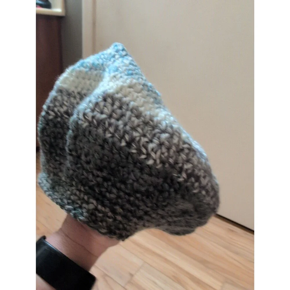 Bundle of 2 Handmade Crochet Beret Hats - French Artist Slouchy Tams - Blue